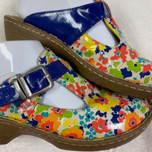 Lila SureGrip Womens Bailey Blue Floral Open Back Clog Slip‎ Resistant, size 8.5 - Picture 7 of 15